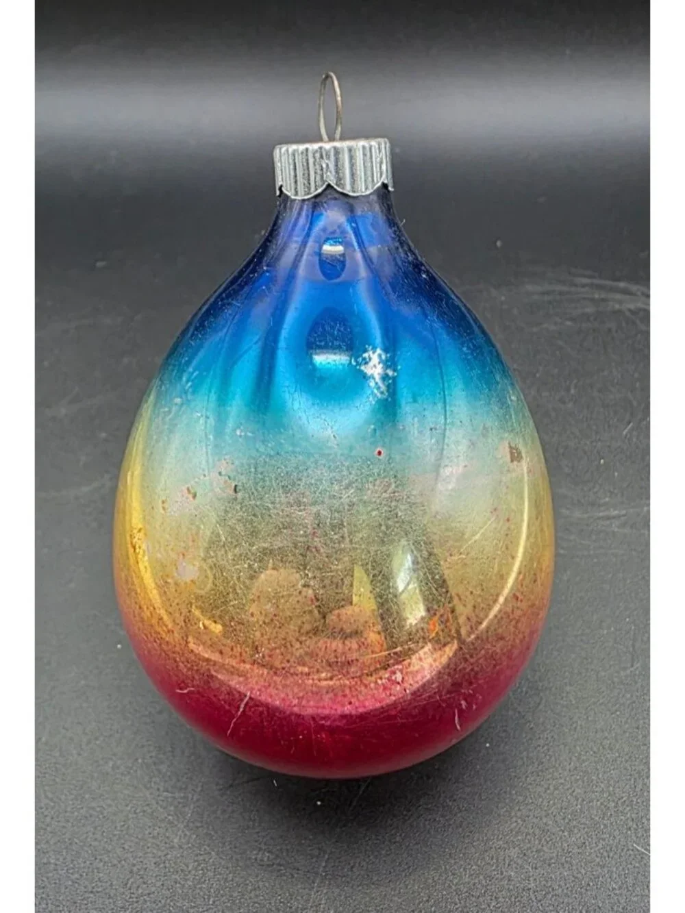 Vintage MCM Shiny Brite Ombre Tear Drop Mercury Glass Christmas Ornament